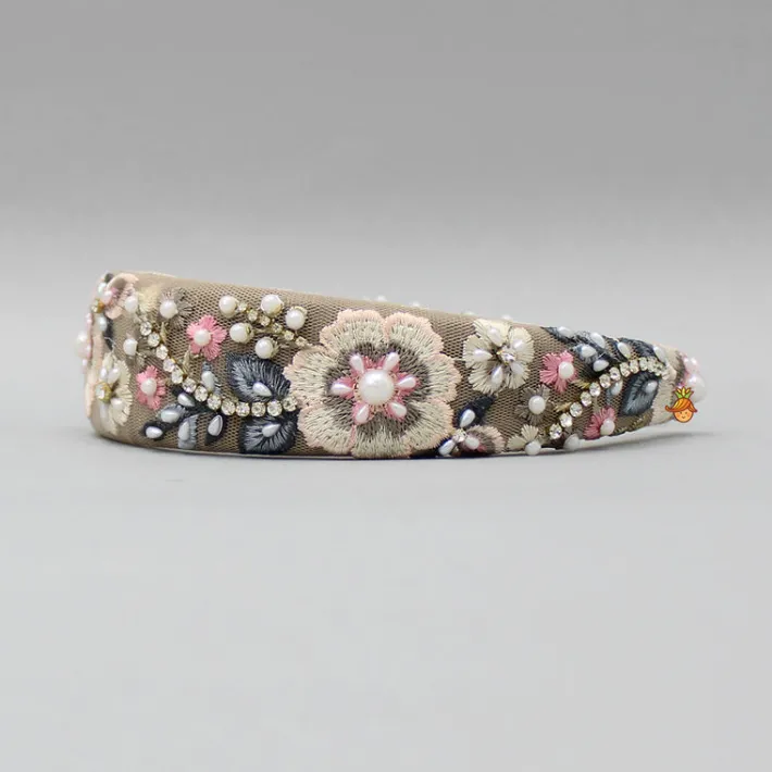 Online Thread Embroidered Brown Net Hair Band Hair Accessories | Hair Bands