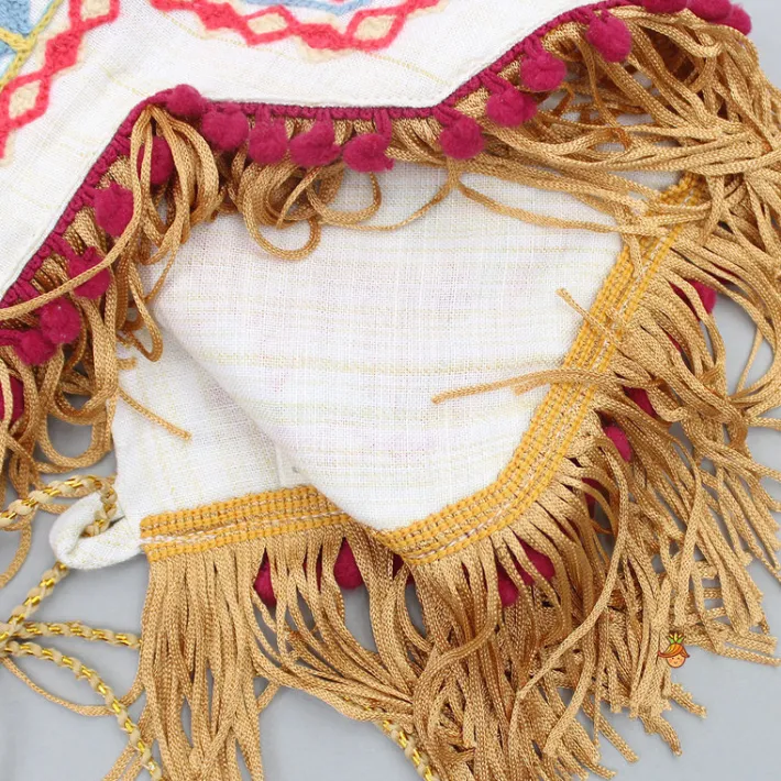 New Thread Embroidered Halter Neck Top And Off White Lehenga Ethnic Wear | Lehengas & Ghagras