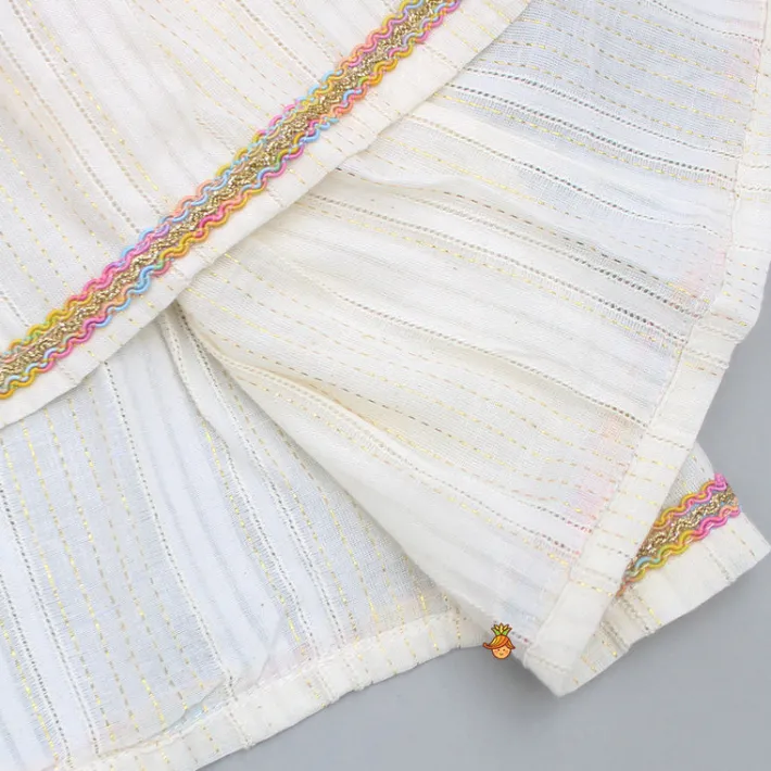New Thread Embroidered Halter Neck Top And Off White Lehenga Ethnic Wear | Lehengas & Ghagras
