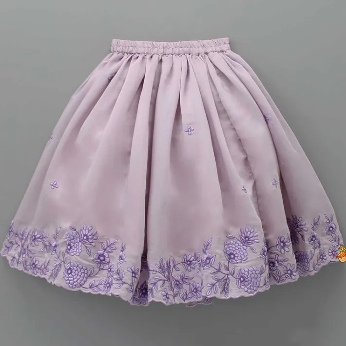 Hot Thread Embroidered Lilac Top And Flared Lehenga Ethnic Wear | Lehengas & Ghagras