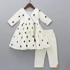 Best Thread Embroidered Off White Kurti And Pant Ethnic Wear | Churidars & Salwars