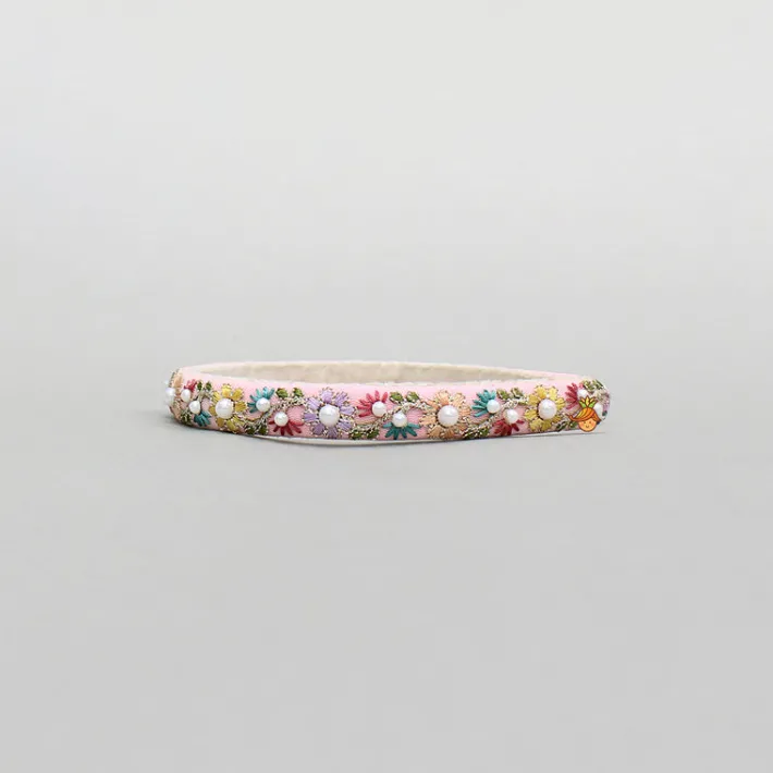 Sale Thread Embroidered Pink Hairband Hair Accessories | Hair Bands