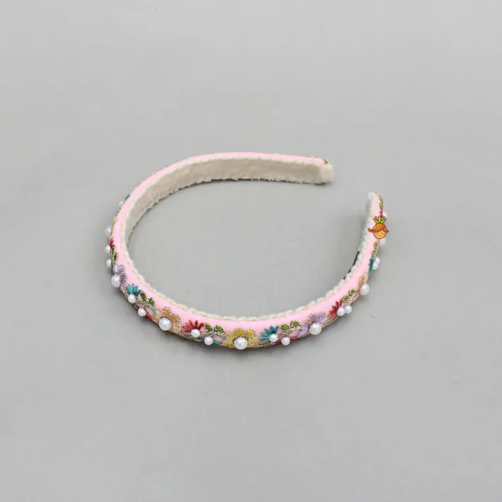Sale Thread Embroidered Pink Hairband Hair Accessories | Hair Bands