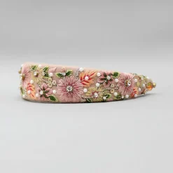 Sale Thread Embroidered Pink Net Hair Band Hair Accessories | Hair Bands