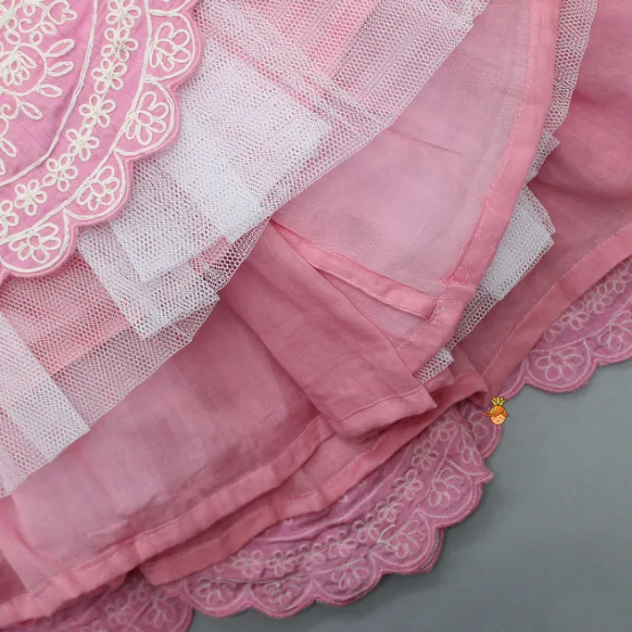 Hot Thread Embroidered Pink Top And Pleated Lehenga Ethnic Wear | Lehengas & Ghagras