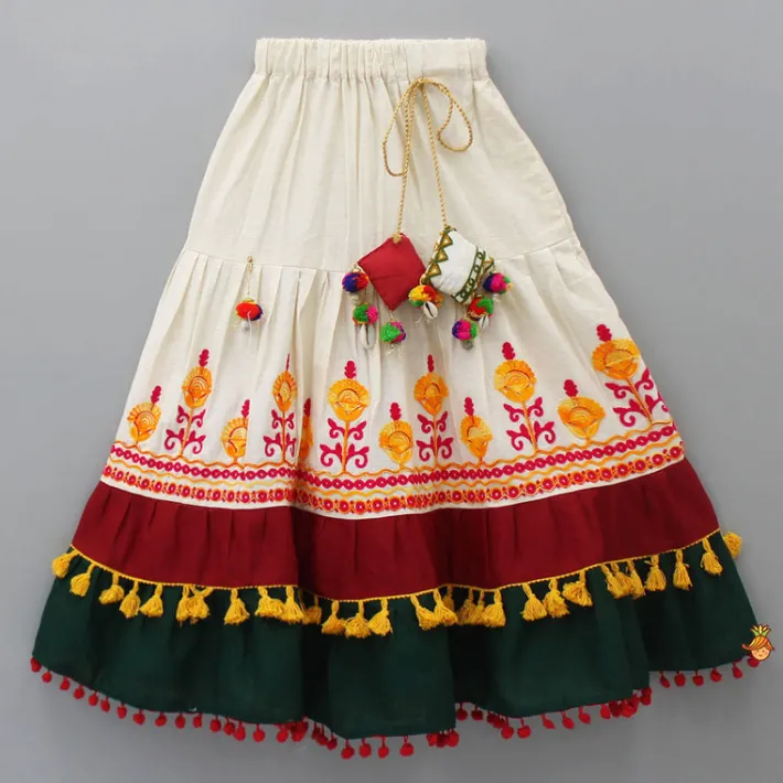 Discount Thread Embroidered Stylish Halter Neck Top And Lehenga Ethnic Wear | Lehengas & Ghagras