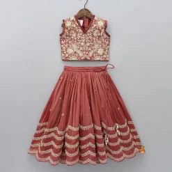 Discount Thread Embroidered Top And Pleated Lehenga Ethnic Wear | Lehengas & Ghagras