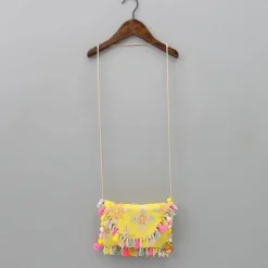 Discount Thread Embroidered Yellow Rope Sling Bag Bags