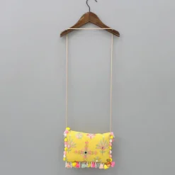 Discount Thread Embroidered Yellow Rope Sling Bag Bags