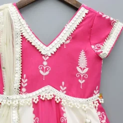 Outlet Thread-Embroidered Dual-Tone Anarkali With Attached Net Dupatta Ethnic Wear | Sarees & Anarkalis