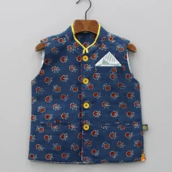 New Three Pocket Detail Indigo Jacket BOY Indian Ethnic Wear | Ethnic Jackets