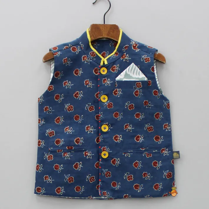 New Three Pocket Detail Indigo Jacket BOY Indian Ethnic Wear | Ethnic Jackets