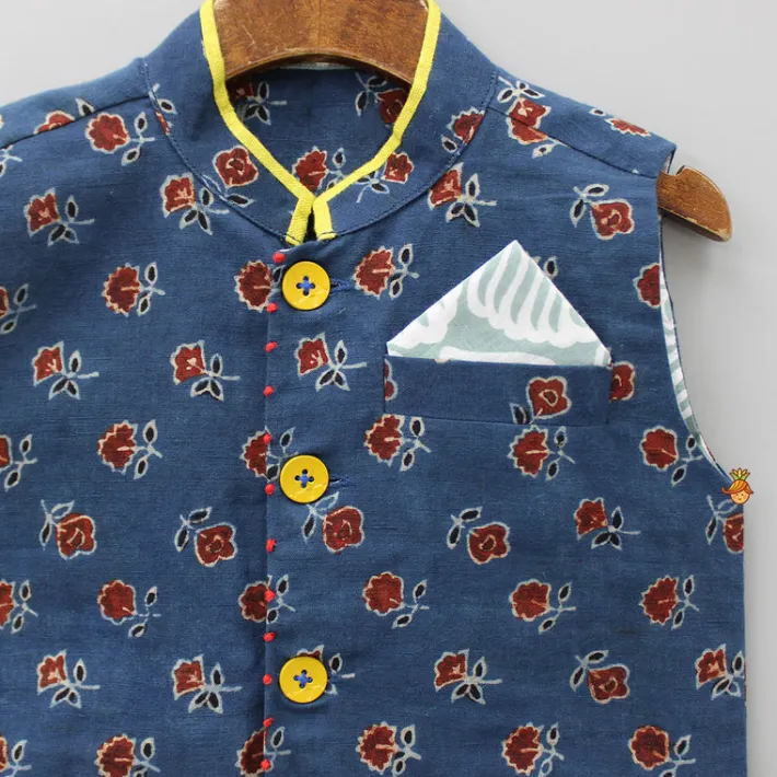 New Three Pocket Detail Indigo Jacket BOY Indian Ethnic Wear | Ethnic Jackets