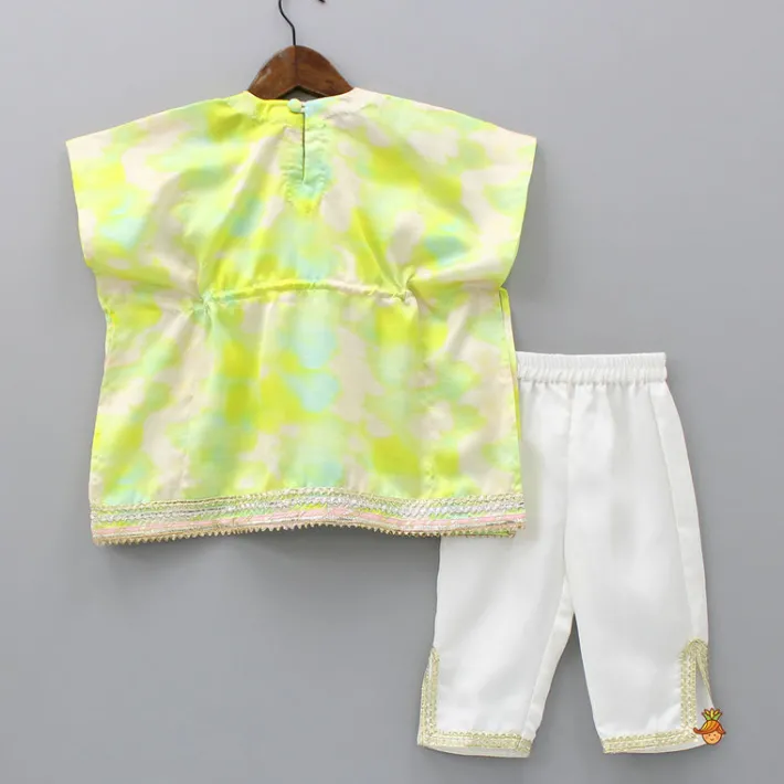 Discount Tie And Dye Printed Mirror Detail Yoke Kaftan Top With Pant Ethnic Wear | Churidars & Salwars