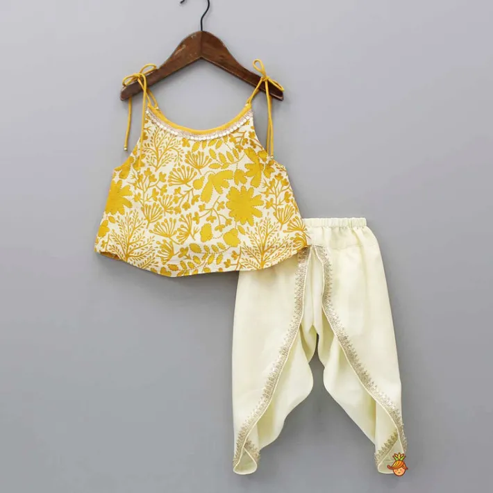 Online Tie Up Straps Floral Printed Top And Tulip Dhoti Ethnic Wear | Dhotis & Patialas