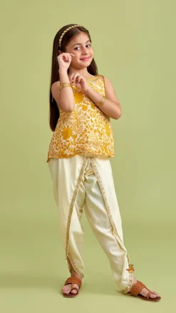 Online Tie Up Straps Floral Printed Top And Tulip Dhoti Ethnic Wear | Dhotis & Patialas