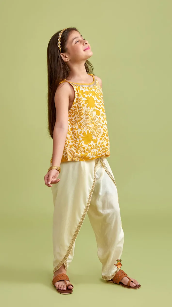 Online Tie Up Straps Floral Printed Top And Tulip Dhoti Ethnic Wear | Dhotis & Patialas