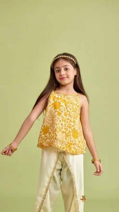 Online Tie Up Straps Floral Printed Top And Tulip Dhoti Ethnic Wear | Dhotis & Patialas