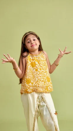 Online Tie Up Straps Floral Printed Top And Tulip Dhoti Ethnic Wear | Dhotis & Patialas