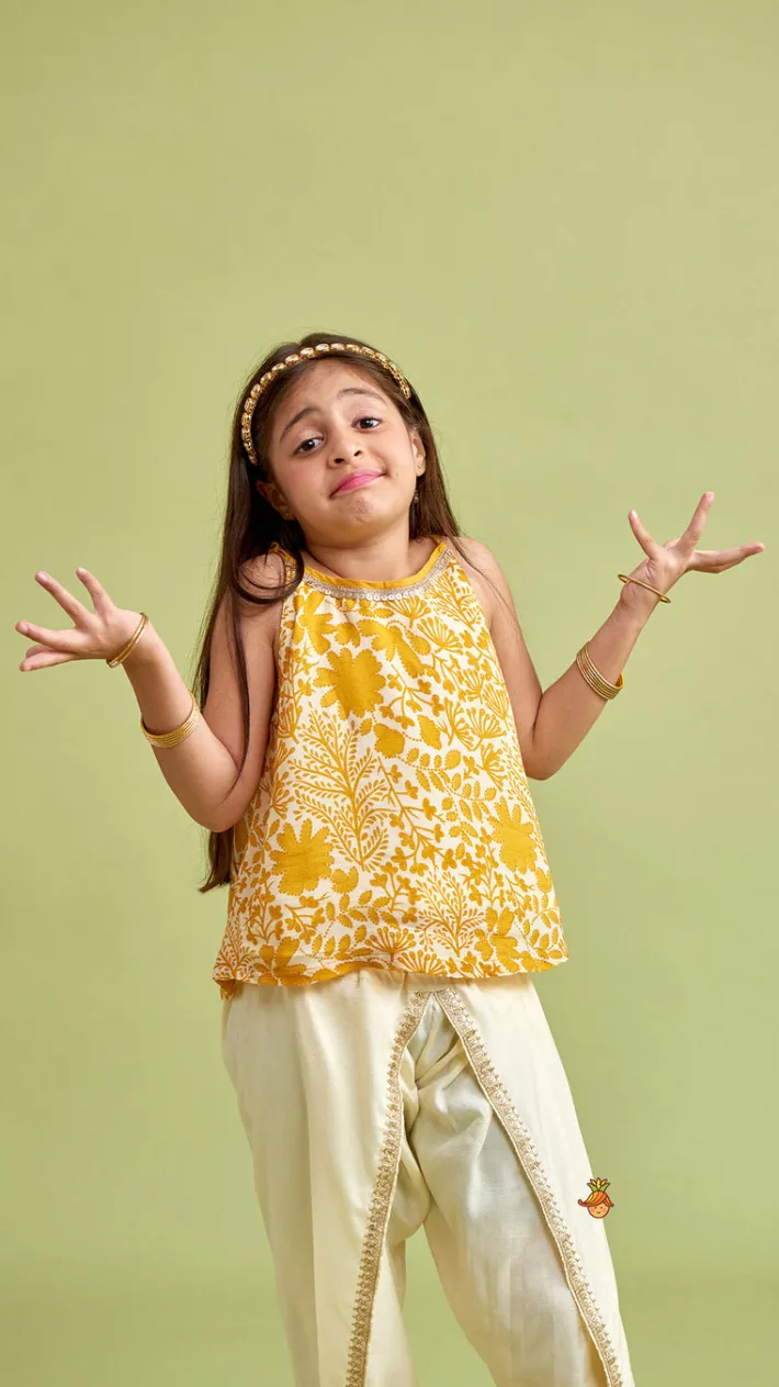 Online Tie Up Straps Floral Printed Top And Tulip Dhoti Ethnic Wear | Dhotis & Patialas
