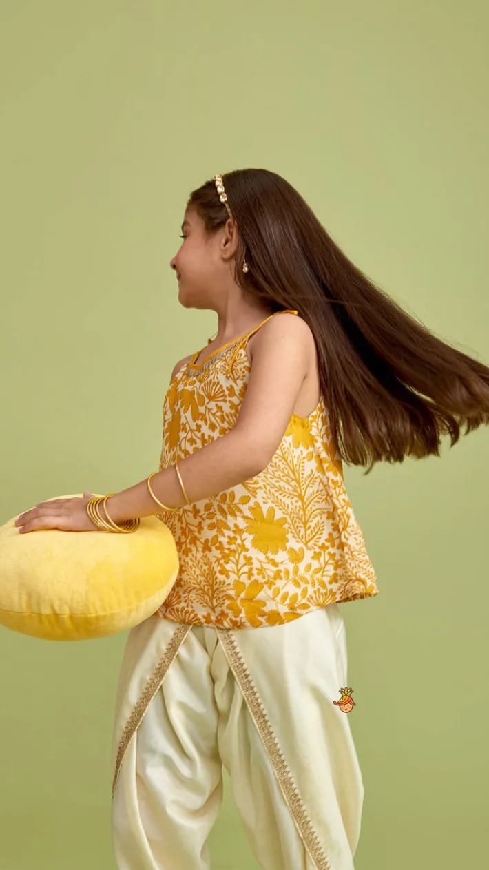 Online Tie Up Straps Floral Printed Top And Tulip Dhoti Ethnic Wear | Dhotis & Patialas