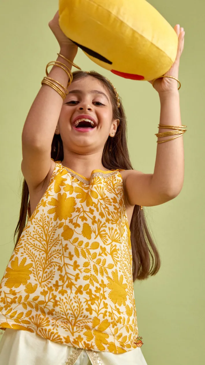 Online Tie Up Straps Floral Printed Top And Tulip Dhoti Ethnic Wear | Dhotis & Patialas