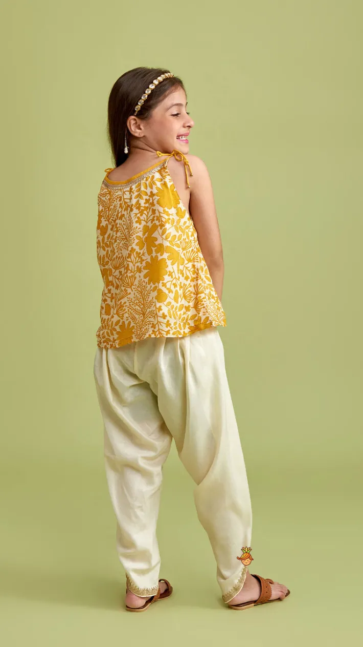 Online Tie Up Straps Floral Printed Top And Tulip Dhoti Ethnic Wear | Dhotis & Patialas