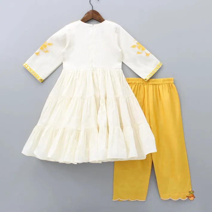 Best Tiered Kurti With Pant And Dupatta Ethnic Wear | Palazzos & Shararas