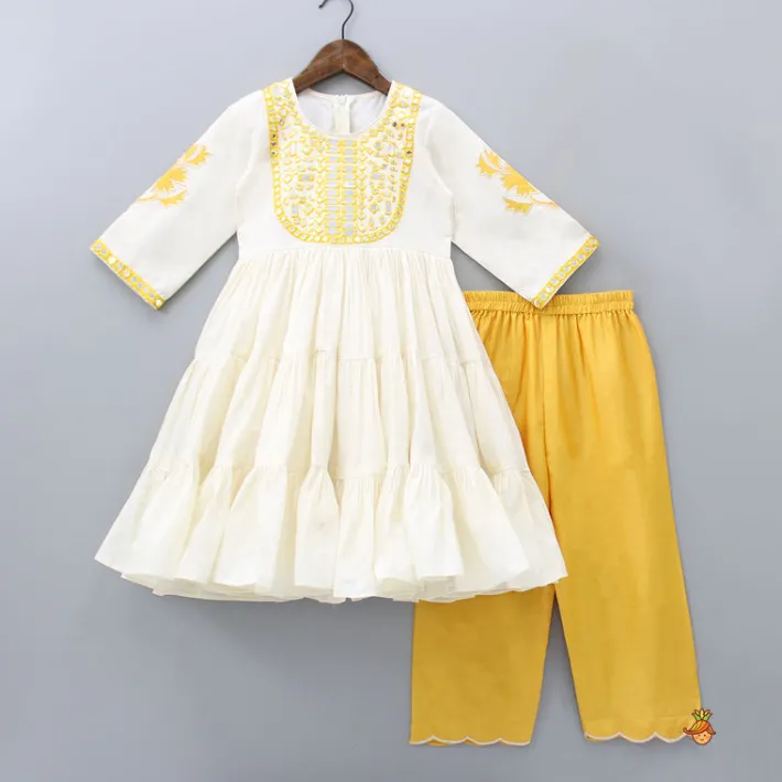 Best Tiered Kurti With Pant And Dupatta Ethnic Wear | Palazzos & Shararas