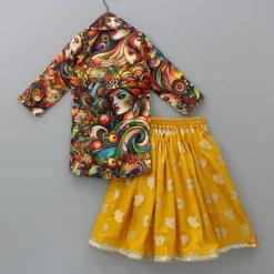 Sale Top And Multicolored Jacket With Box Pleated Lehenga Ethnic Wear | Lehengas & Ghagras