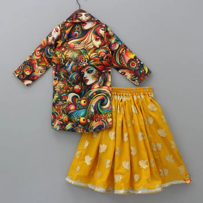 Sale Top And Multicolored Jacket With Box Pleated Lehenga Ethnic Wear | Lehengas & Ghagras