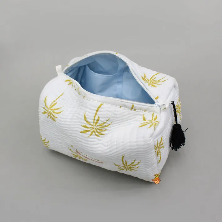 Sale Tree Printed White Pouch Bags - Set Of 2 Bags