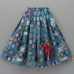 Hot Triple Layered Blue Top With Printed Lehenga Ethnic Wear | Lehengas & Ghagras
