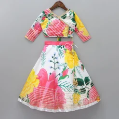 Best Tropical Floral Printed And Gota Lace Work Top With Lehenga Ethnic Wear | Lehengas & Ghagras