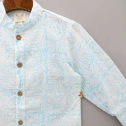 Fashion Tropical Hand Block Leaves Printed Shirt BOY Twinning Sets | Shirts & Tees