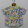 Sale Tropical Leaves Printed Teal Blue Shirt BOY Shirts & Tees