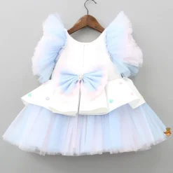 Hot Unicorn Embroidered Yoke Neoprene White And Light Blue Dress Dresses & Sets | Dresses