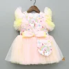 New Unicorn Printed Dual Tone Frilly Dress With Matching Sling Bag Dresses & Sets | Dresses
