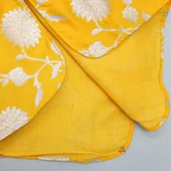 Sale Upturned Sleeves Yellow Floral Brocade Kurta With Patiala BOY Indian Ethnic Wear | Ethnic Sets