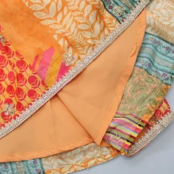 Fashion V Neck Multicolour Printed Kurti And Red Sharara With Matching Dupatta Ethnic Wear | Palazzos & Shararas