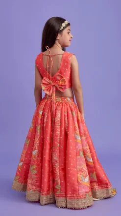 Online V Neck Peach Top And Printed Lehenga With Hair Band Ethnic Wear | Lehengas & Ghagras