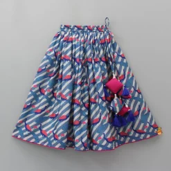 New V Neck Short Sleeves Pink Top And Peacock Printed Flared Palazzo With Sling Bag Twinning Sets | Ethnic Wear