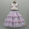 Hot V Neck Sleeveless Lavender Top And Ruffle Frilly Lehenga Ethnic Wear | Lehengas & Ghagras