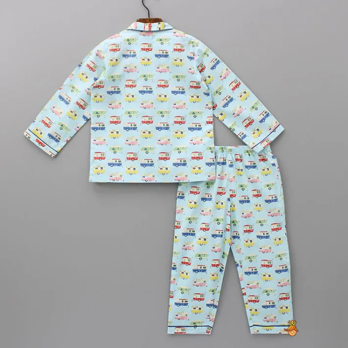 New Vehicle Printed Notched Collar Sleepwear BOY Sleep Wear | Sleepwear
