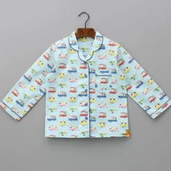New Vehicle Printed Notched Collar Sleepwear BOY Sleep Wear | Sleepwear