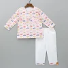 Fashion Vehicle Printed Top And Pyjama Sleepwear
