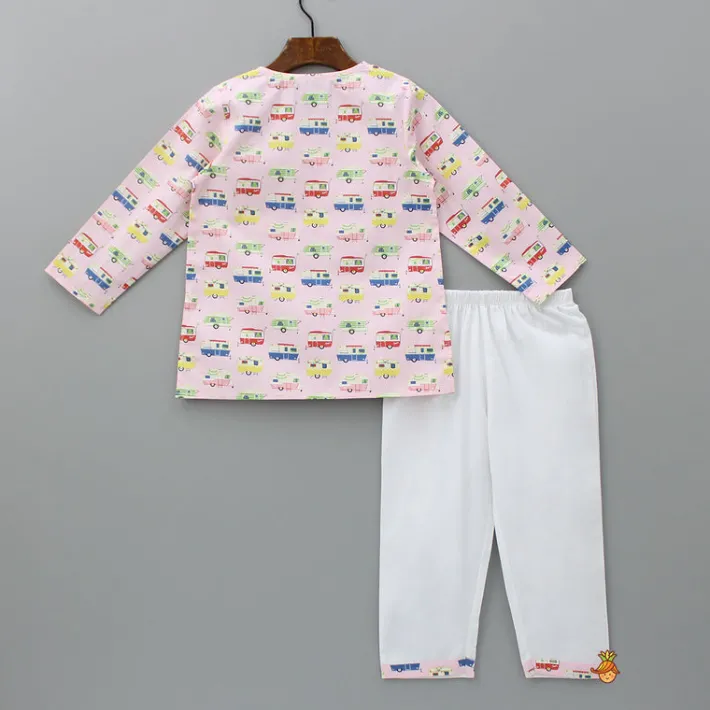 Fashion Vehicle Printed Top And Pyjama Sleepwear