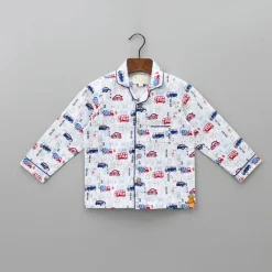 Hot Vehicles Printed White Sleepwear BOY Sleep Wear | Sleepwear