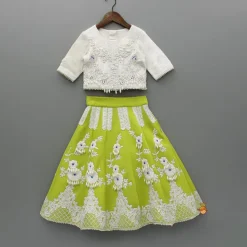 Hot Velvet Embroidered And Embellished Top And Lehenga With Dupatta Ethnic Wear | Lehengas & Ghagras