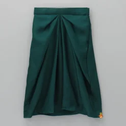 Hot Velvet Green Off Shoulder Top And Dhoti Style Skirt Ethnic Wear | Dhotis & Patialas